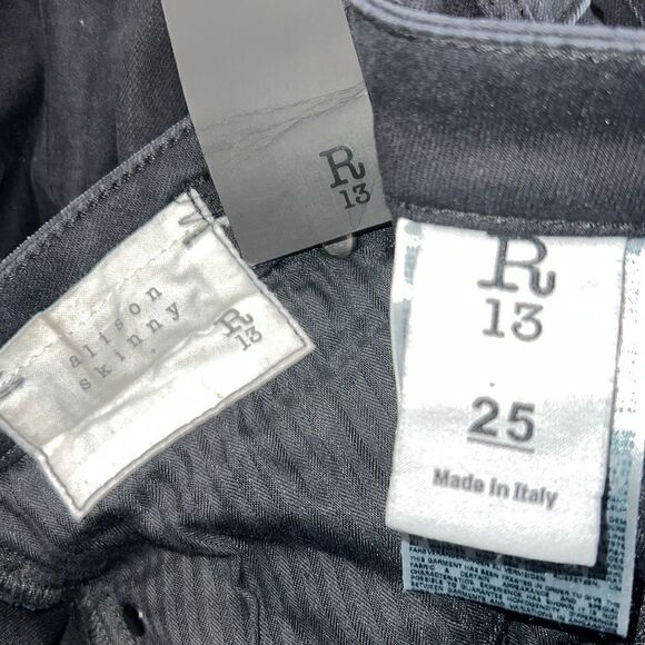 NWT R13 Allison Skinny Stratford Black Distressed Size 25 - Picture 13 of 16